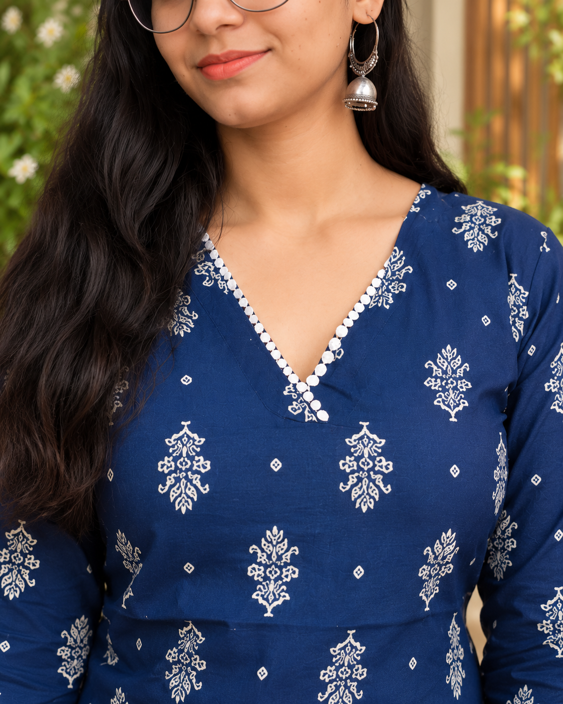 Women’s Blue Bloom Printed Kurti - Image 3